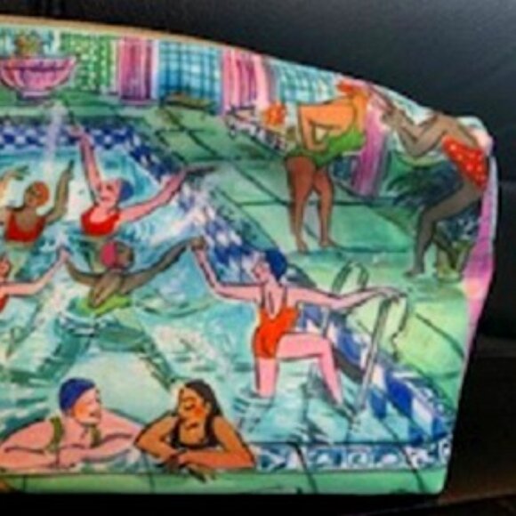 NEW Estee Lauder Cosmetic Makeup Bag Swimmers in Pool Charm Zip 10 x 2.5 x 6 in - Picture 2 of 8